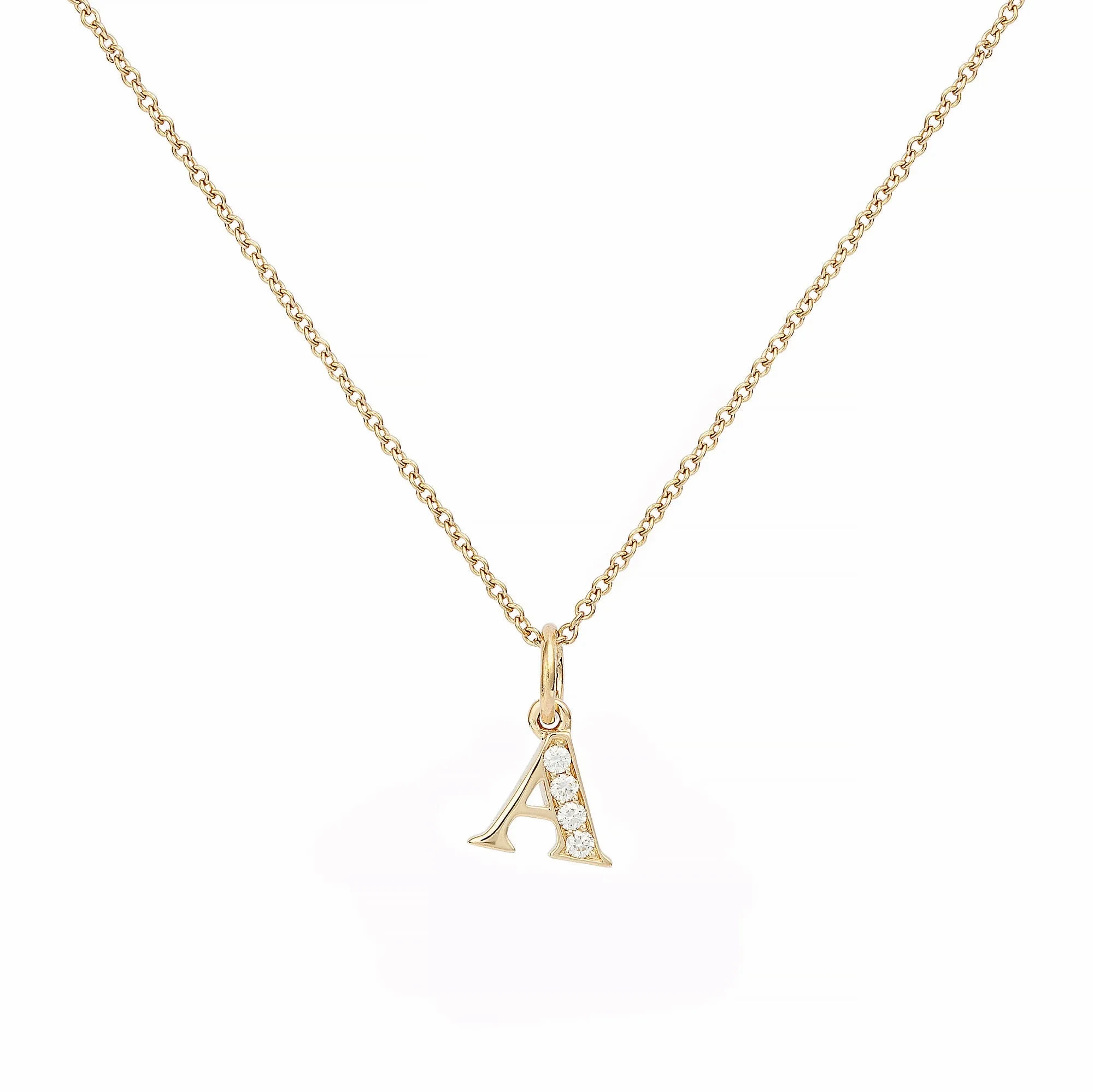 Love Letter A 18K Gold Necklace w. Diamonds