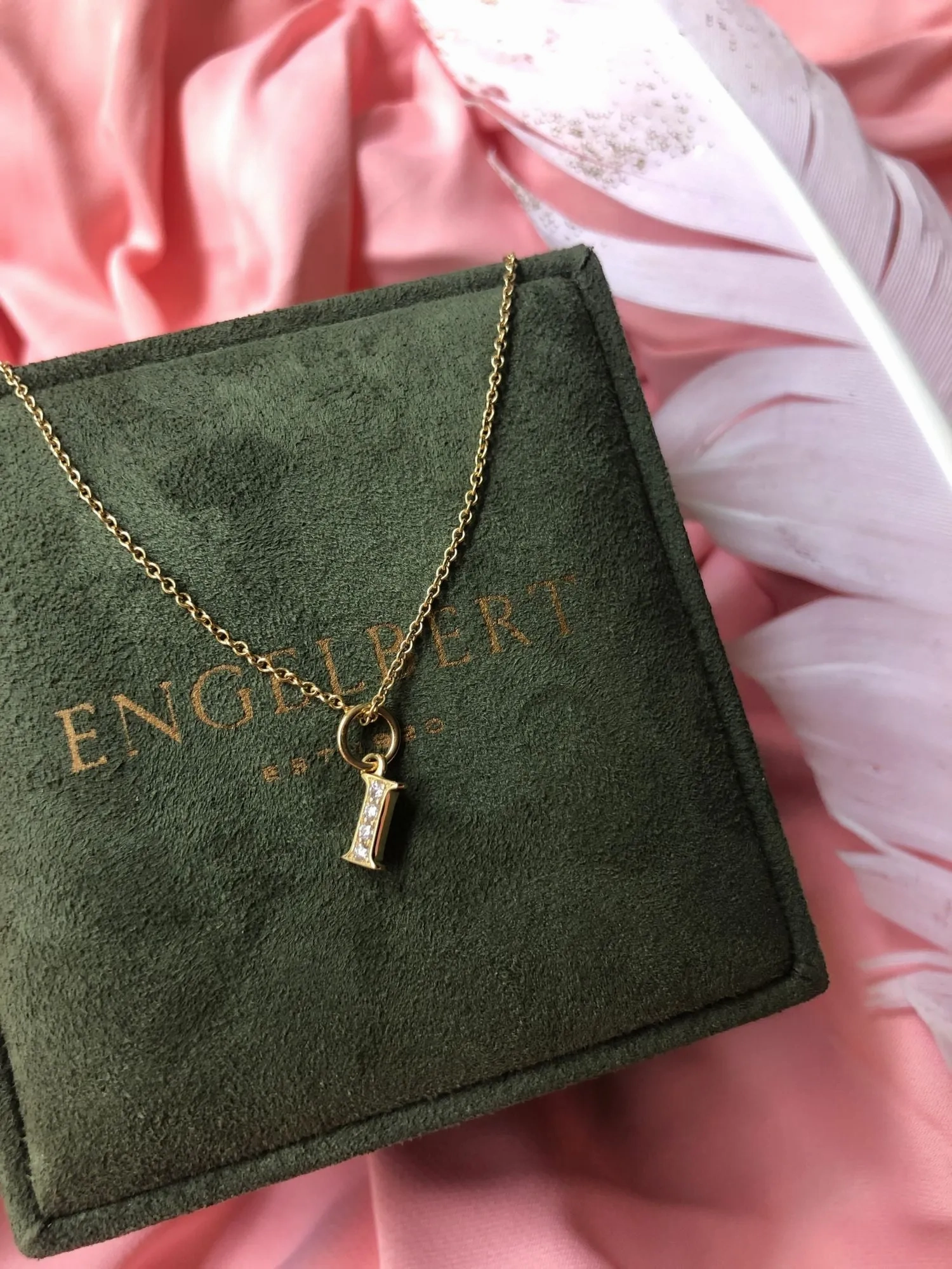 Love Letter A 18K Gold Necklace w. Diamonds