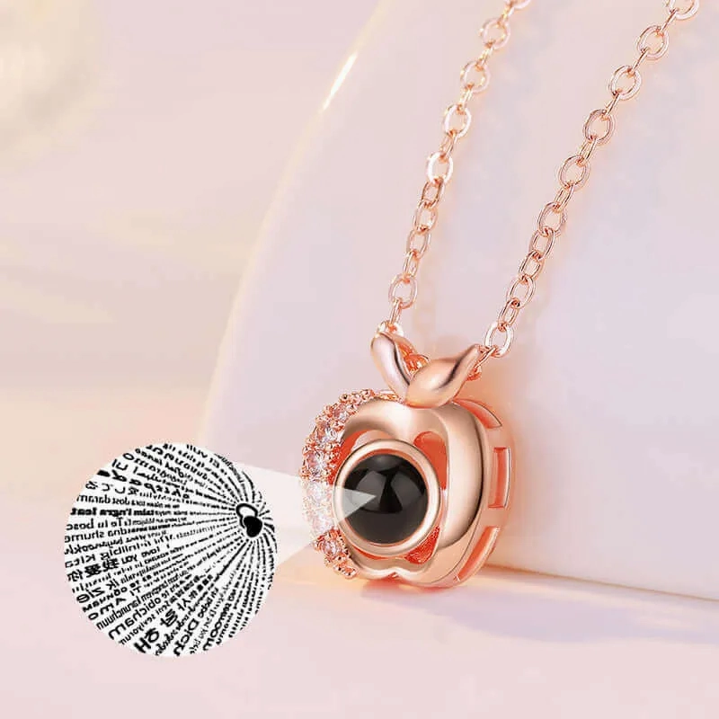 Love Memory Little Apple Necklace with Picture Inside