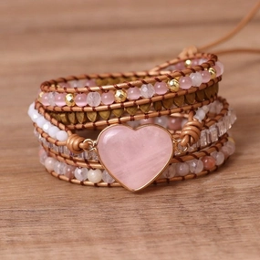 Love Pink Crystal Chip Braided Bracelets Creative Multi-layered Jewelry 