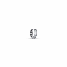 Luca Barra Gents Single Earring in Steel With Black Crystals 