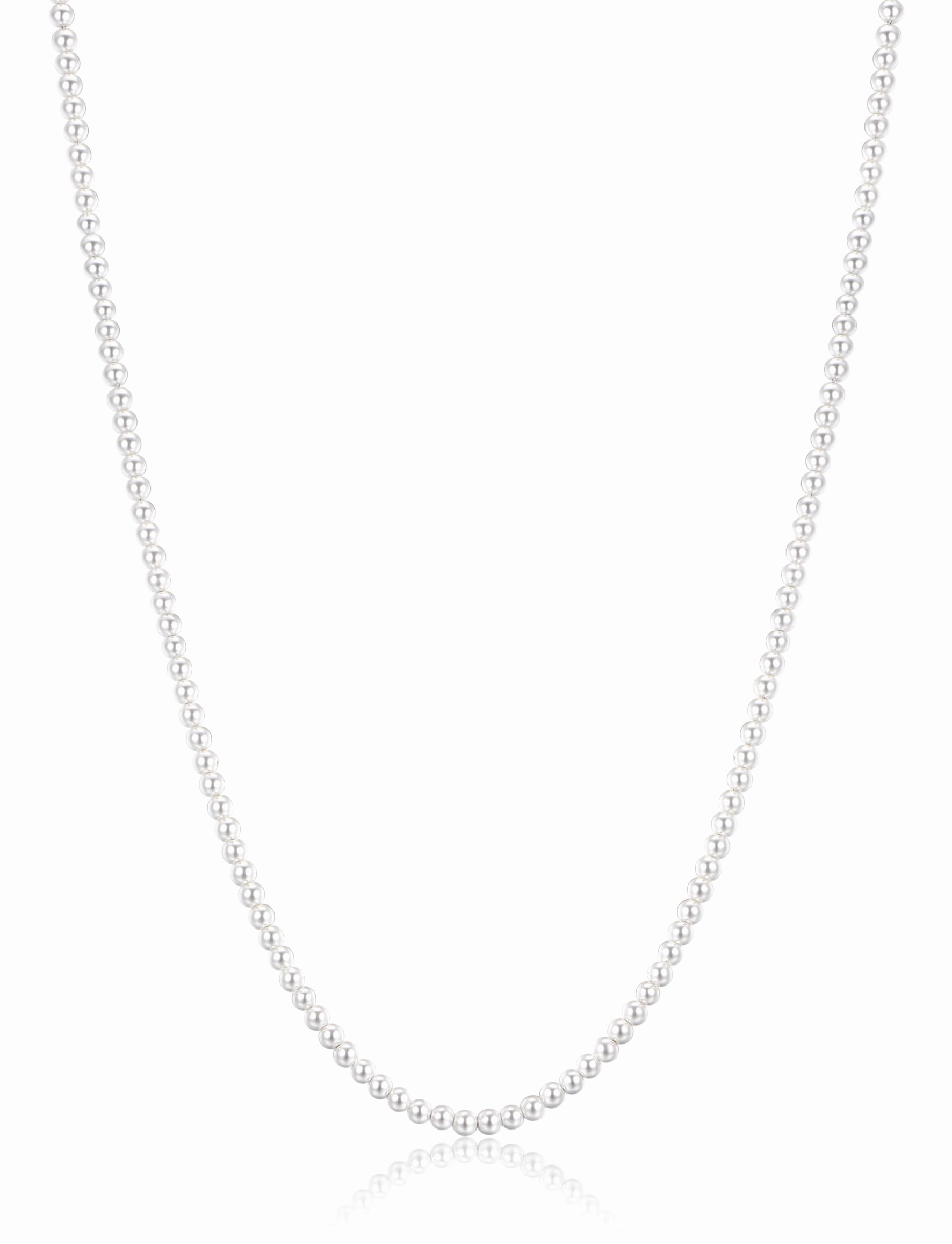 Luca Barra Gents Steel Necklace With White Pearls fashion-jewelry  