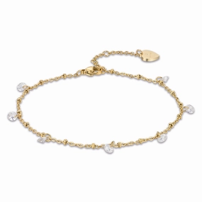 Luca Barra Ladies Anklet in IP Gold Steel With White Crystals fashion-jewelry  