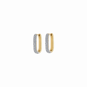 Luca Barra Ladies Earrings in IP Gold Steel with White Crystals 