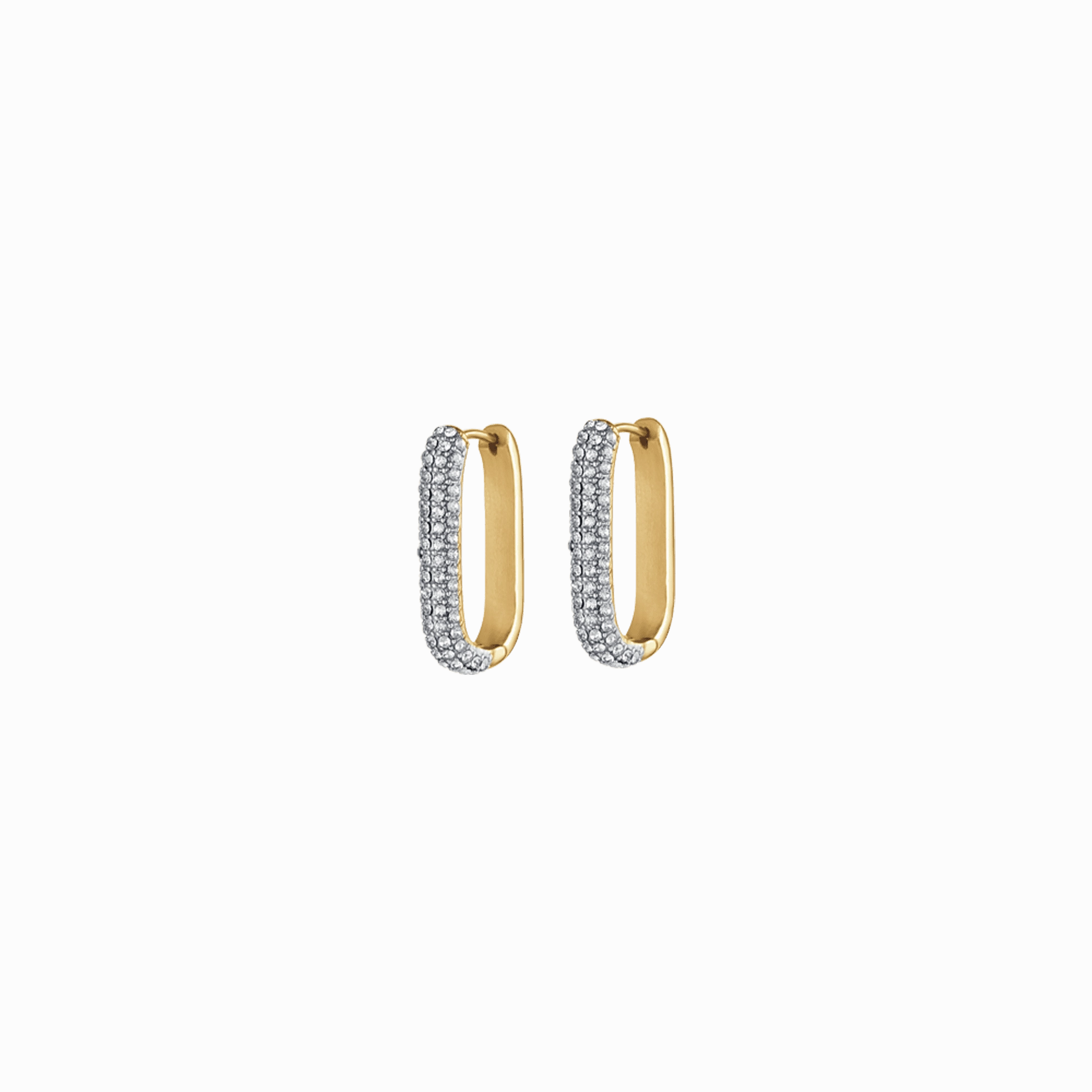 Luca Barra Ladies Earrings in IP Gold Steel with White Crystals 