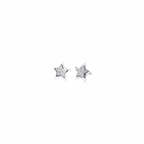 Luca Barra Ladies Earrings In Steel Stars With White Crystals fashion-jewelry  