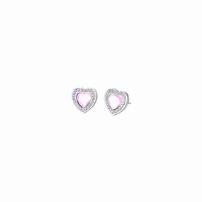 Luca Barra Ladies Earrings In Steel With Pink Crystal Hearts And White Crystals fashion-jewelry  