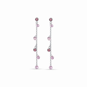 Luca Barra Ladies Earrings In Steel With Pink Crystals fashion-jewelry  
