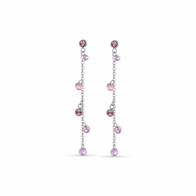 Luca Barra Ladies Earrings In Steel With Pink Crystals 
