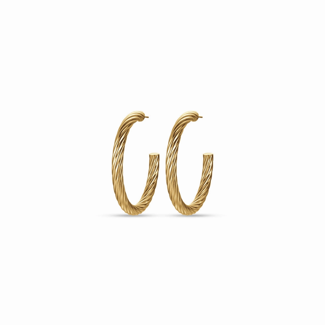 Luca Barra Ladies Earrings With IP Gold Steel Circles 