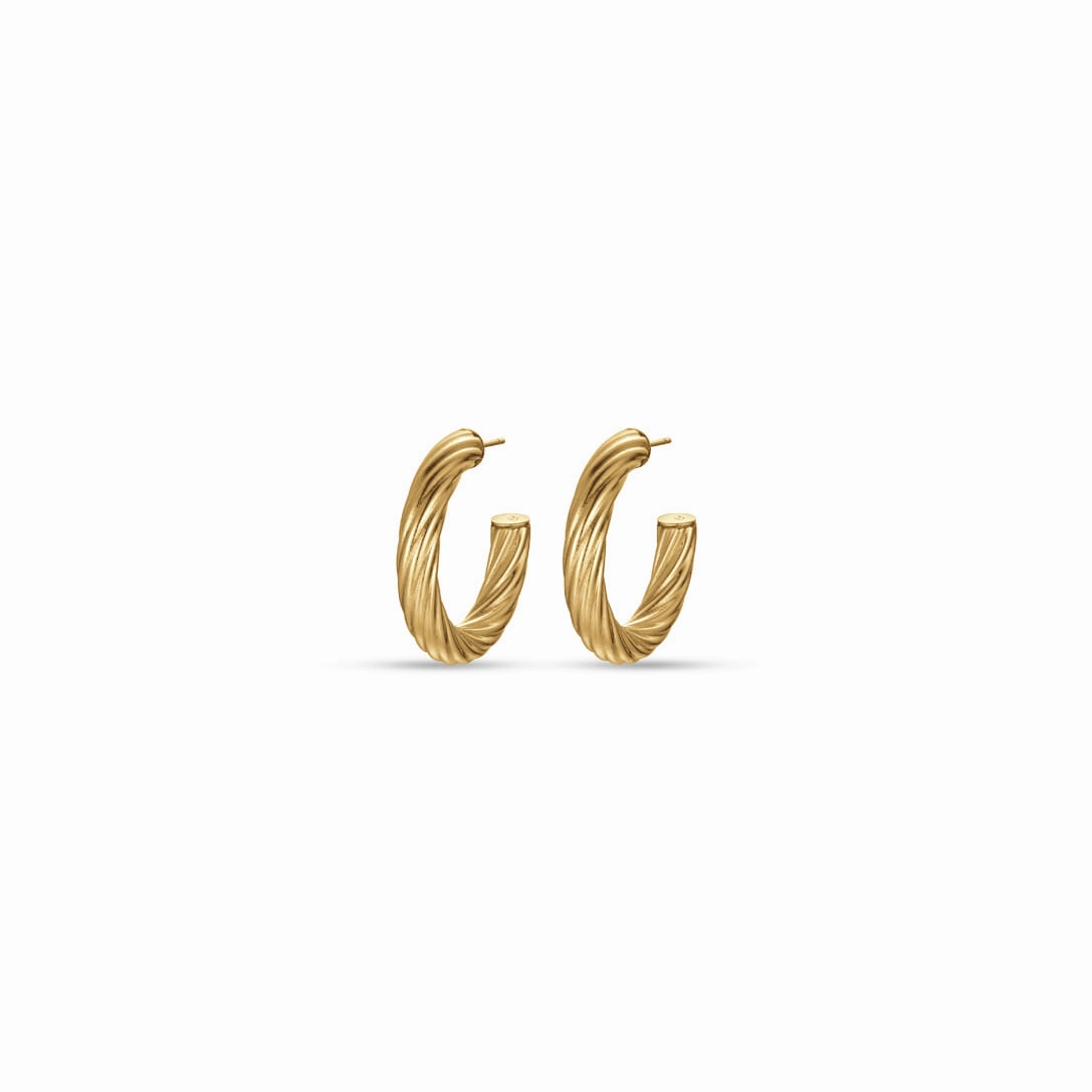Luca Barra Ladies Earrings With IP Gold Steel Circles fashion-jewelry  