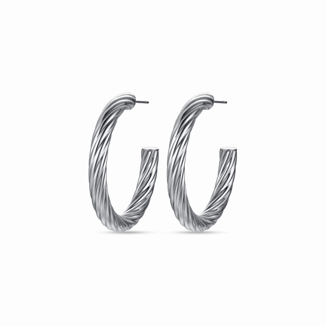 Luca Barra Ladies Earrings With Steel Circles 
