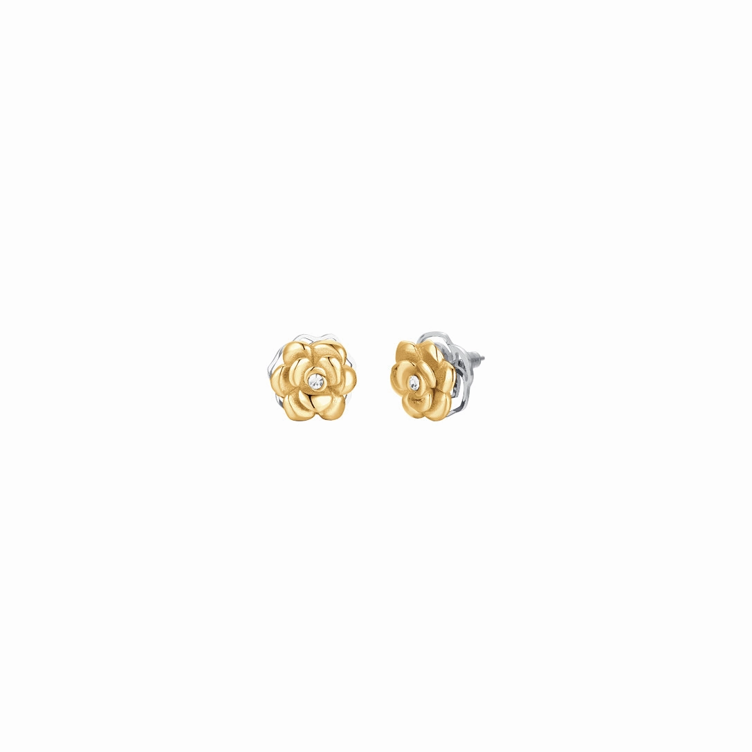Luca Barra Ladies IP Gold steel earrings with rotating rose fashion-jewelry  
