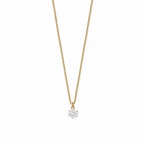Luca Barra Ladies Necklace in IP Gold Steel With White Crystal fashion-jewelry  