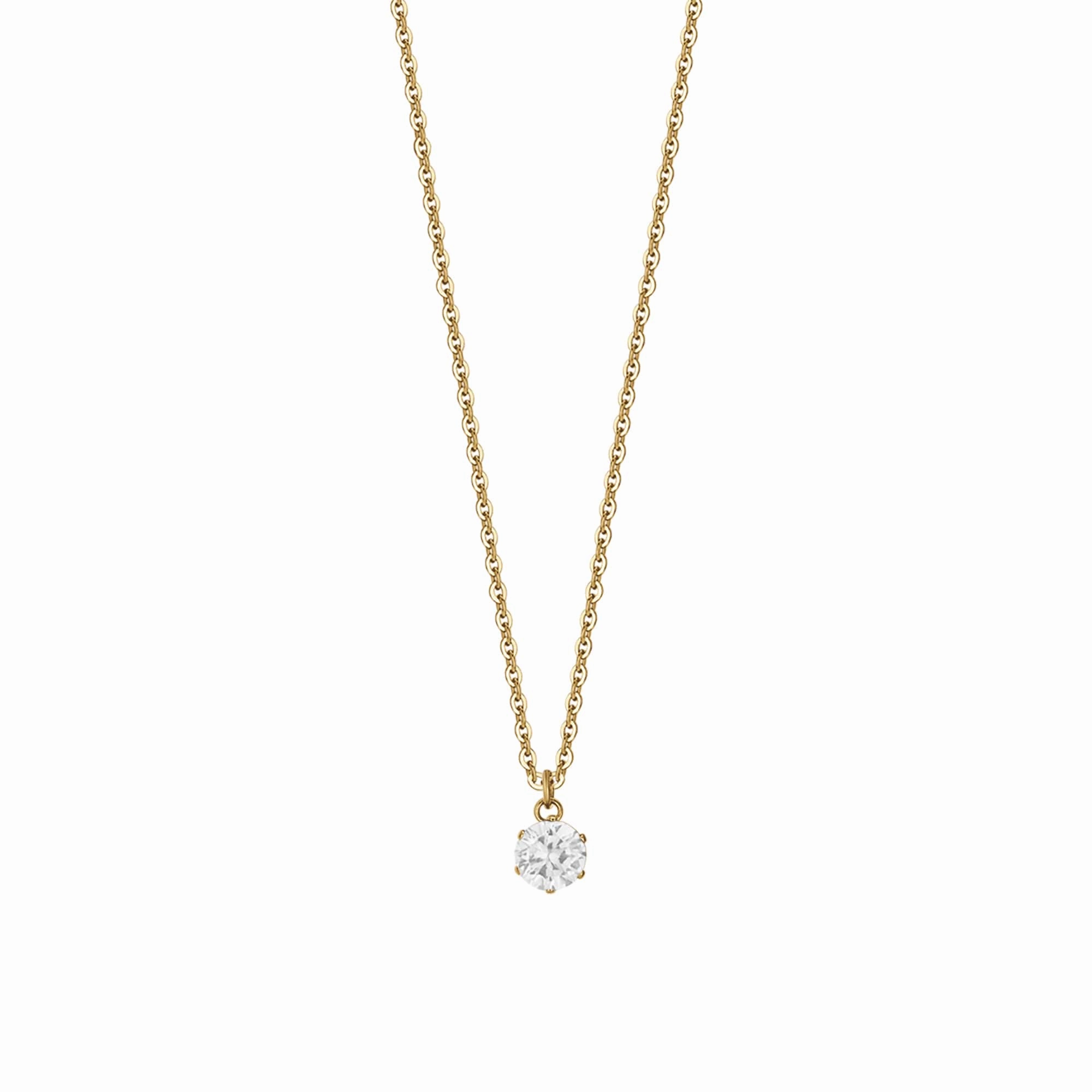 Luca Barra Ladies Necklace in IP Gold Steel With White Crystal fashion-jewelry  
