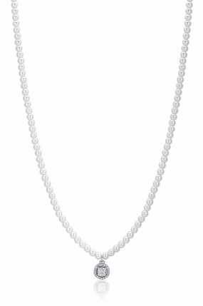 Luca Barra Ladies Necklace In Steel Pearls And White Zircon fashion-jewelry  