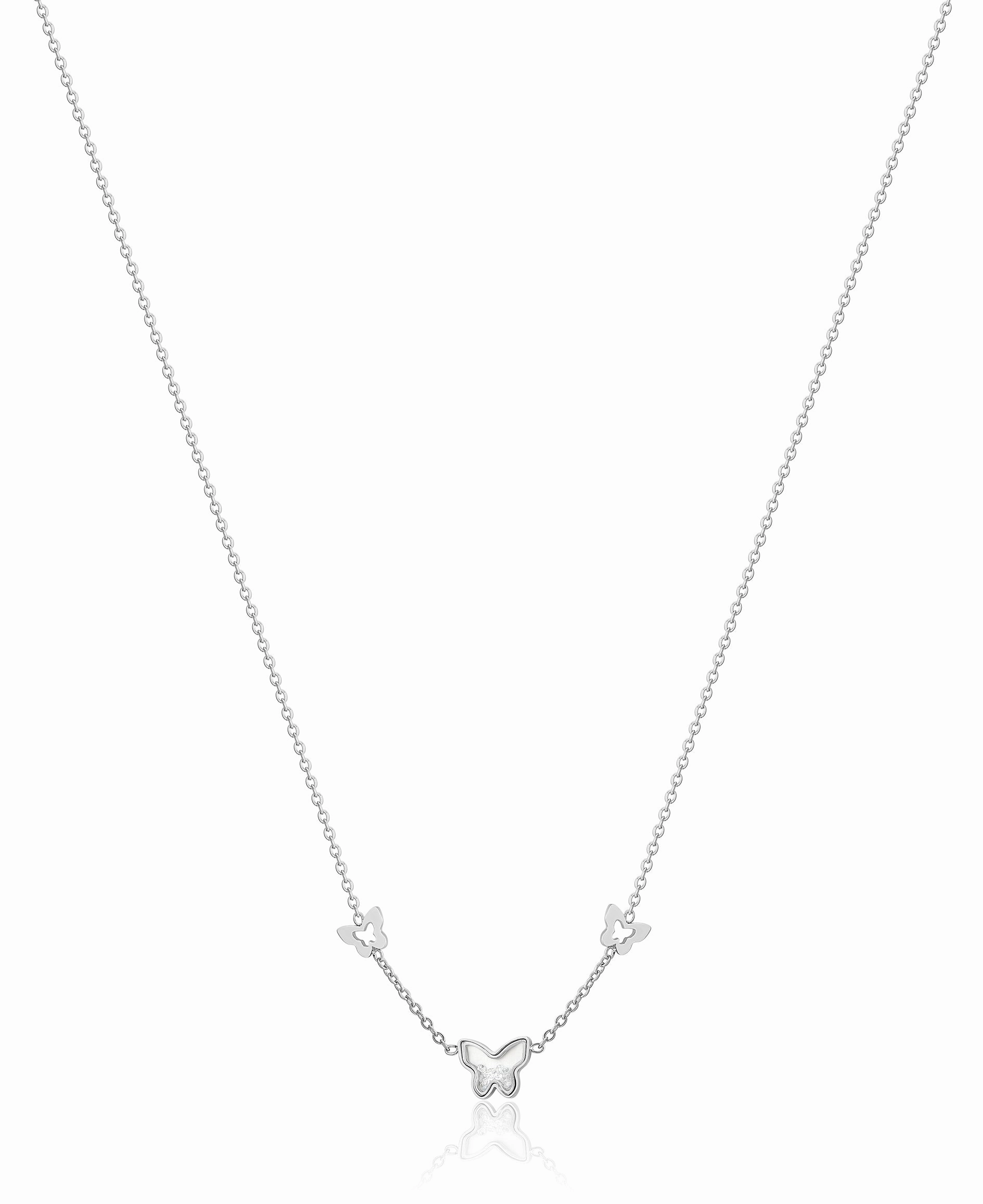 Luca Barra Ladies Necklace in Steel with Butterflies And Zirconia fashion-jewelry  