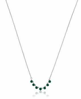 Luca Barra Ladies Necklace in Steel with Green Crystals fashion-jewelry  