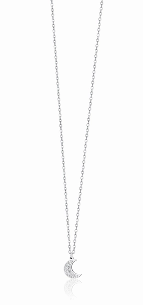 Luca Barra Ladies Necklace in Steel with Moon and Crystals fashion-jewelry  