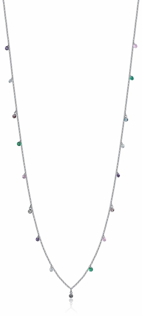 Luca Barra Ladies Necklace In Steel With Multicolor Crystals fashion-jewelry  