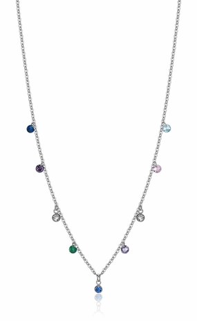 Luca Barra Ladies Necklace In Steel With Multicolor Crystals fashion-jewelry  
