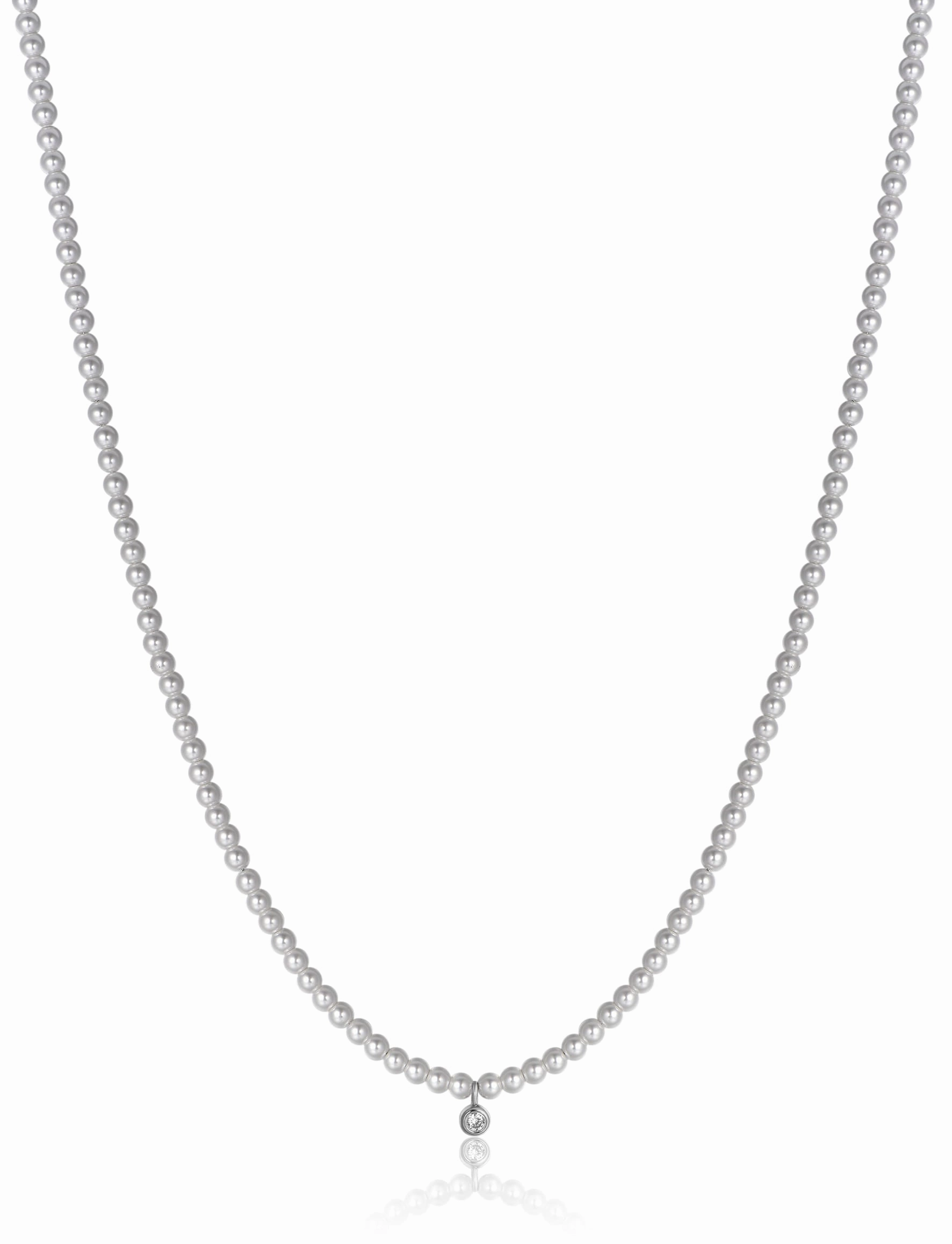 Luca Barra Ladies Necklace in Steel with Pearls with White Crystal fashion-jewelry  