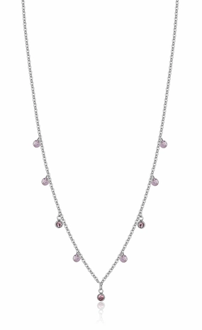 Luca Barra Ladies Necklace In Steel With Pink Crystals fashion-jewelry  