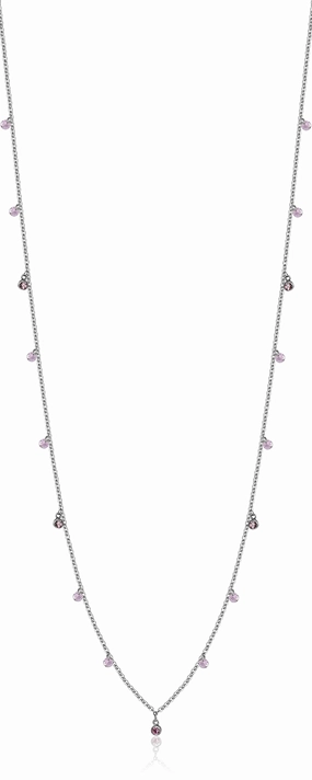 Luca Barra Ladies Necklace In Steel With Pink Crystals fashion-jewelry  