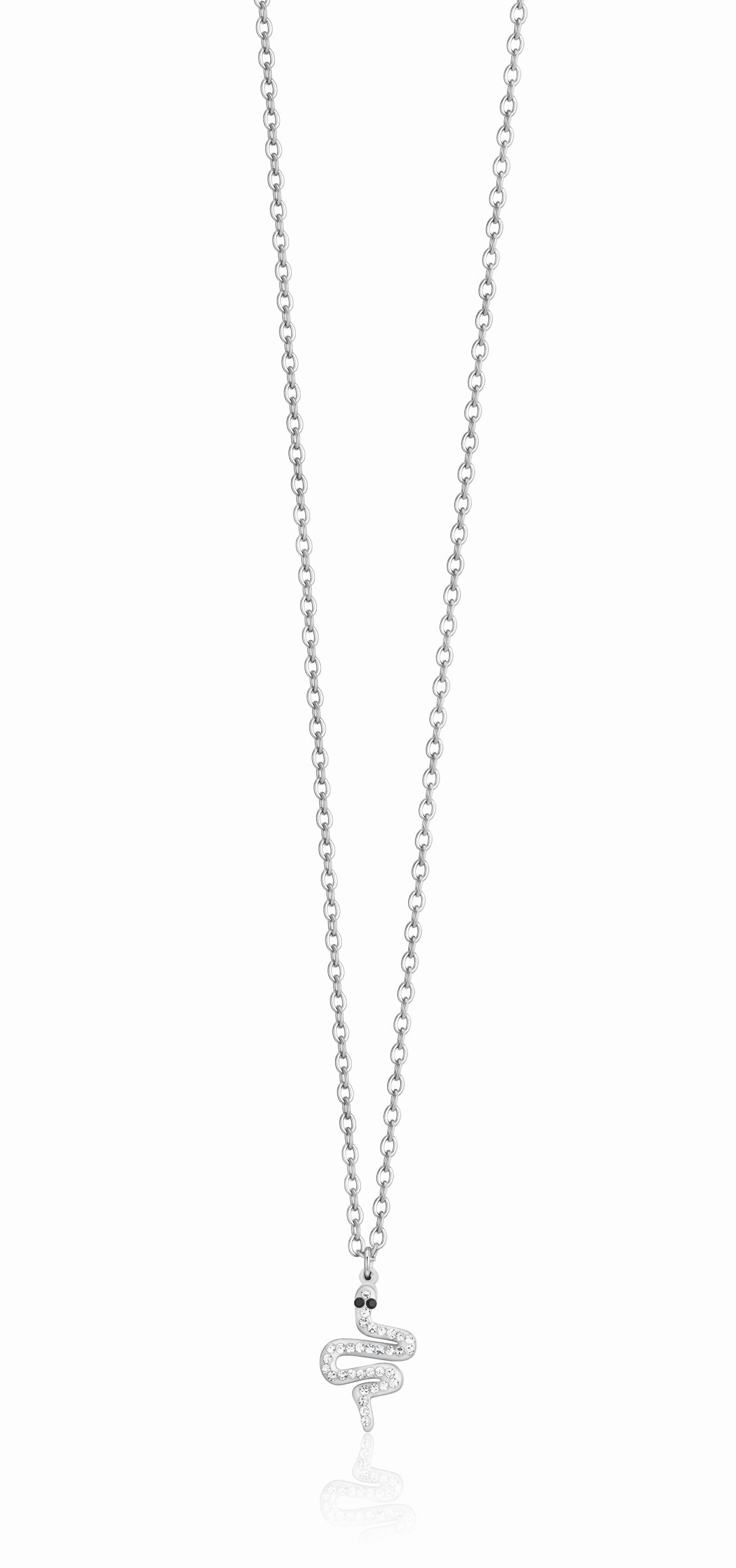 Luca Barra Ladies Necklace in Steel with Snake and Crystals fashion-jewelry  