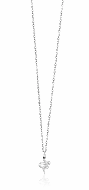 Luca Barra Ladies Necklace in Steel with Snake and Crystals fashion-jewelry  