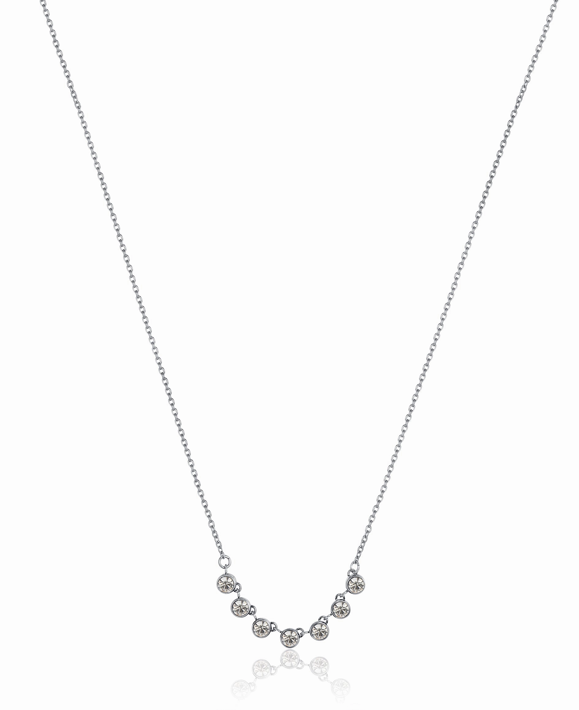 Luca Barra Ladies Necklace in Steel with White Crystals fashion-jewelry  