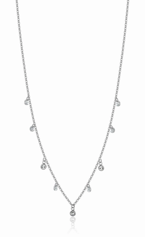 Luca Barra Ladies Necklace In Steel With White Crystals fashion-jewelry  