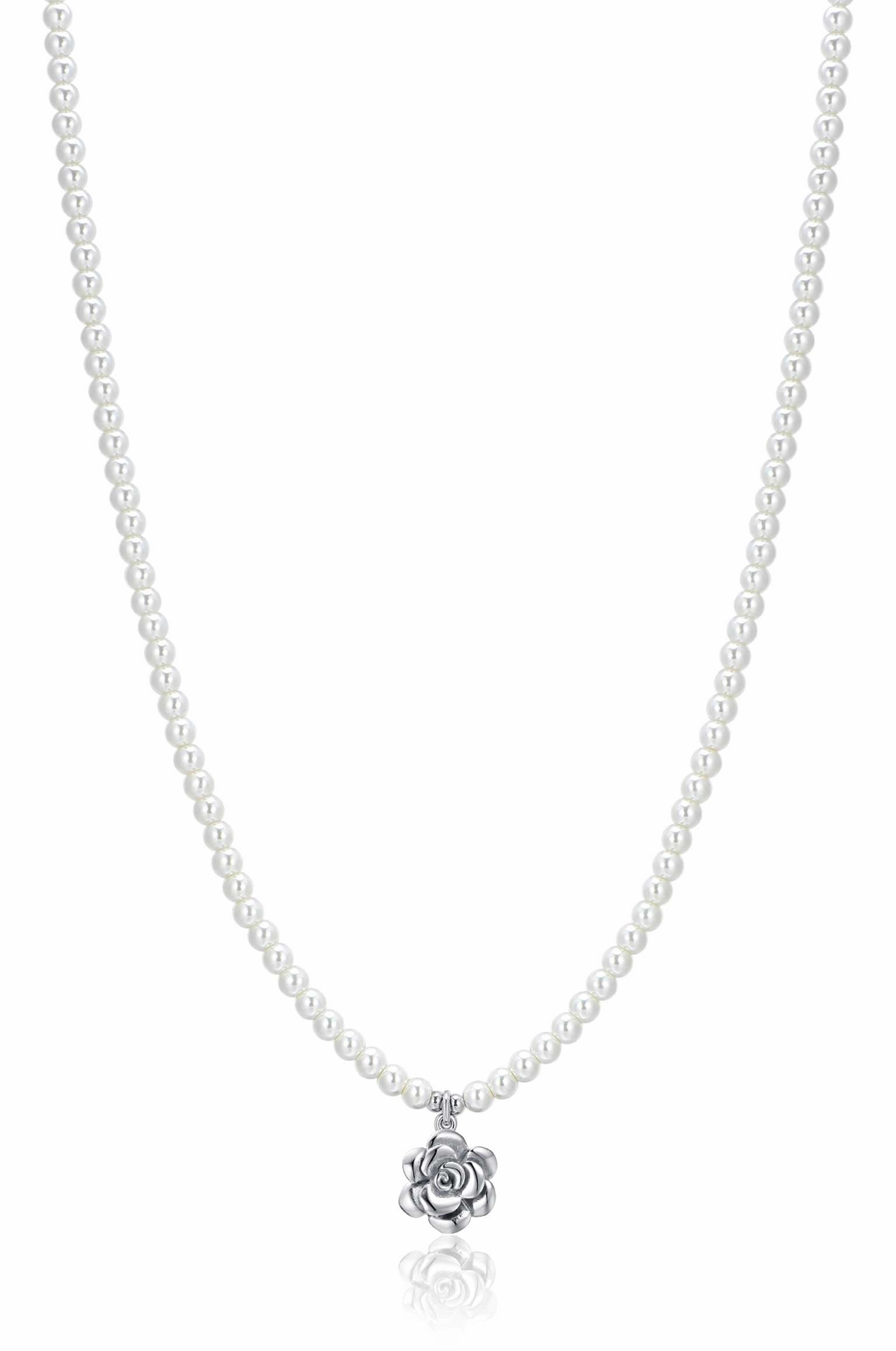 Luca Barra Ladies Necklace Steel with Pearls and Rose fashion-jewelry  