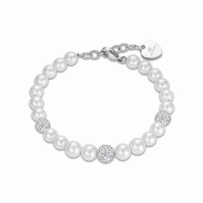 Luca Barra Ladies Pearl Bracelet With White Crystals fashion-jewelry  