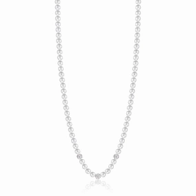 Luca Barra Ladies Pearl Necklace With White Crystals fashion-jewelry  