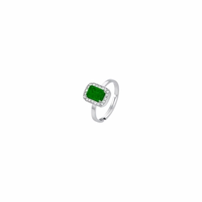 Luca Barra Ladies Ring in Steel with Crystals and Green Zircon fashion-jewelry  