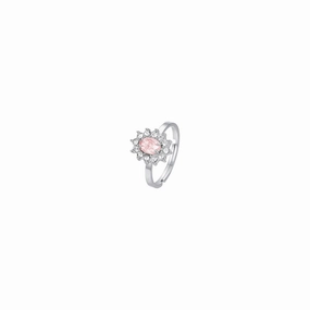 Luca Barra Ladies Ring in Steel with Crystals and Pink Zircon fashion-jewelry  