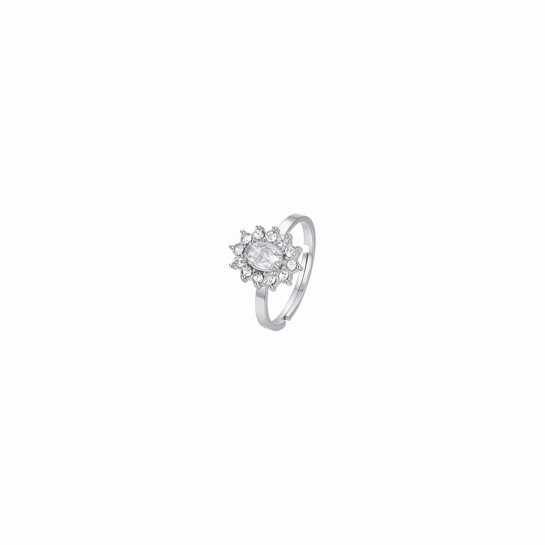 Luca Barra Ladies Ring in Steel with Crystals and White Zircon fashion-jewelry  