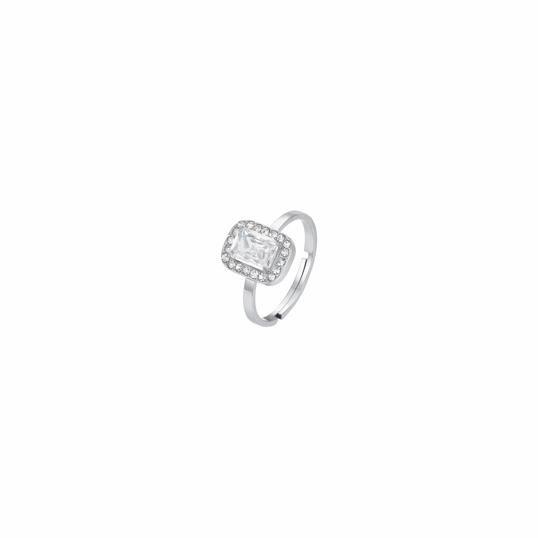 Luca Barra Ladies Ring in Steel with Crystals and Zircon fashion-jewelry  