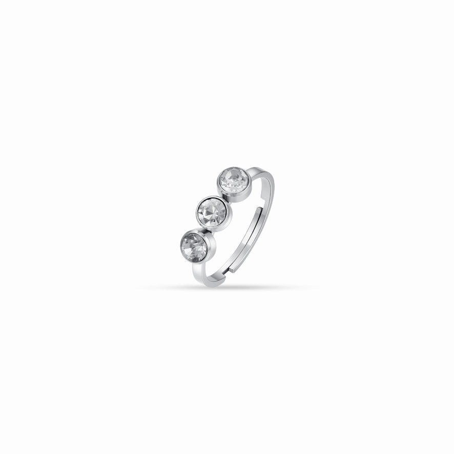 Luca Barra Ladies Ring in Steel with White Crystals Adjustable Size fashion-jewelry  