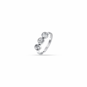 Luca Barra Ladies Ring in Steel with White Crystals Adjustable Size fashion-jewelry  