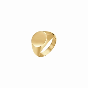 Luca Barra Ladies Signet Ring in IP Gold Steel C Size 8 fashion-jewelry  