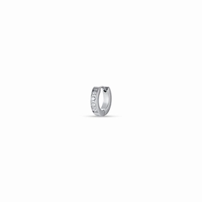 Luca Barra Ladies Single Earring In Steel With White Crystals 
