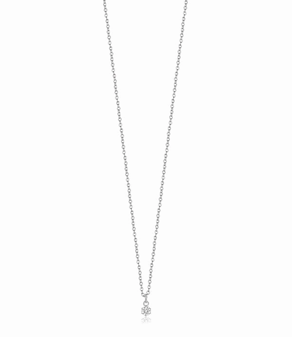 Luca Barra Ladies Stainless Steel Solitaire Necklace with 4 mm White Crystal fashion-jewelry  