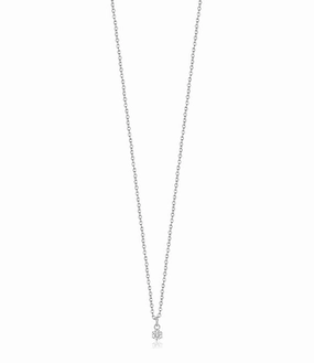 Luca Barra Ladies Stainless Steel Solitaire Necklace with 4 mm White Crystal fashion-jewelry  