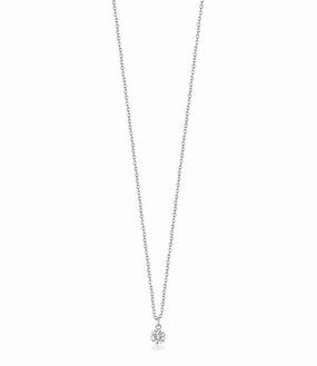 Luca Barra Ladies Stainless Steel Solitaire Necklace with 6 mm White Crystal fashion-jewelry  
