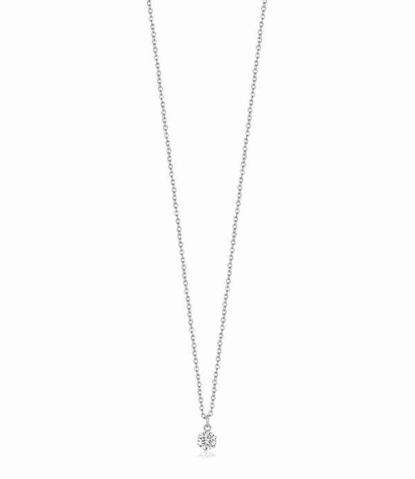 Luca Barra Ladies Stainless Steel Solitaire Necklace with 6 mm White Crystal fashion-jewelry  