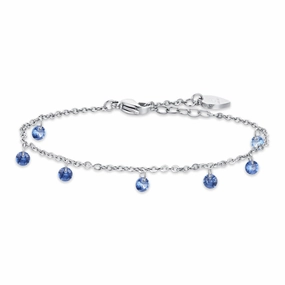 Luca Barra Ladies Steel Anklet With Blue Zirconia fashion-jewelry  