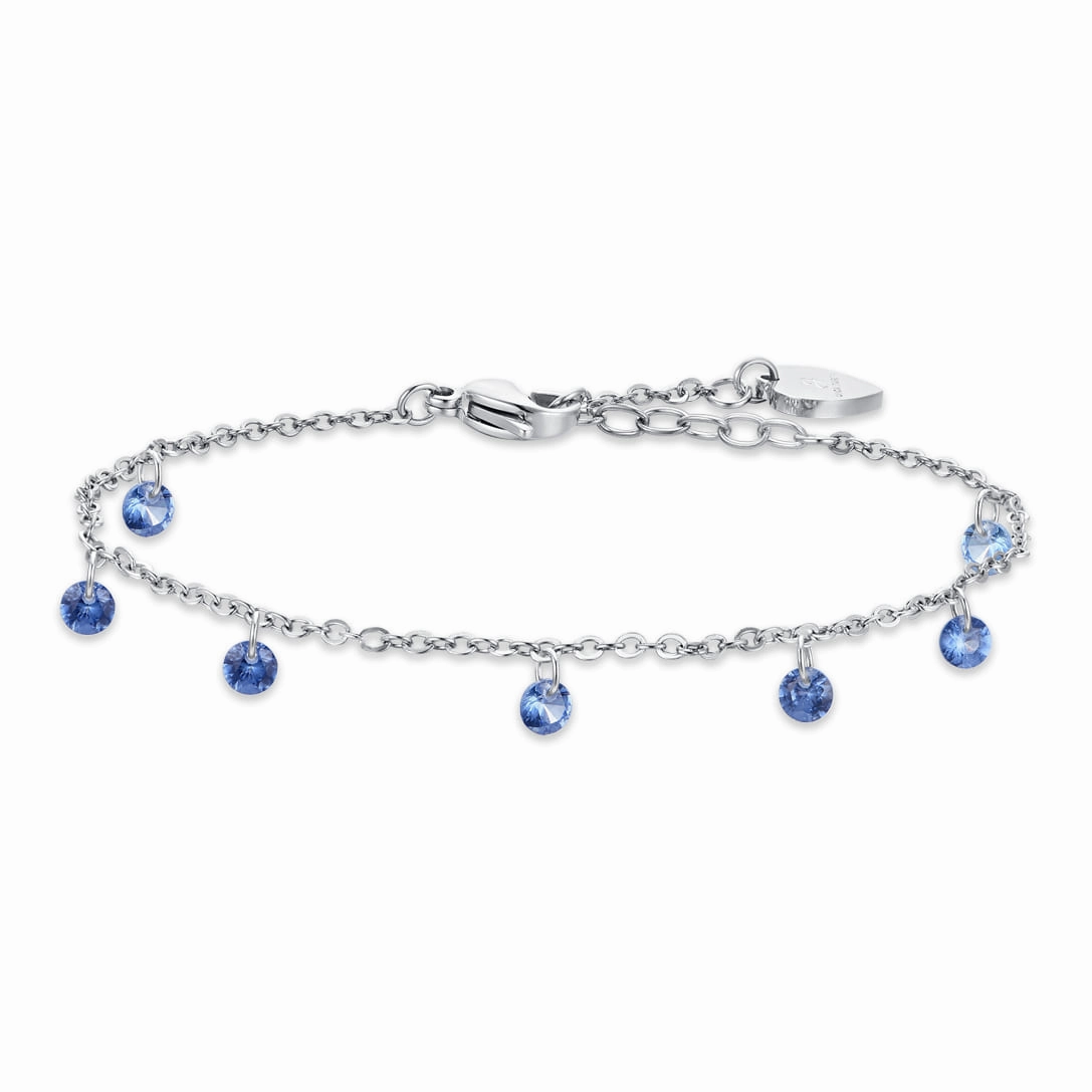 Luca Barra Ladies Steel Anklet With Blue Zirconia fashion-jewelry  