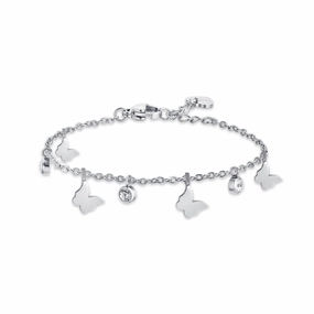 Luca Barra Ladies Steel Bracelet with Butterflies and Crystals fashion-jewelry  